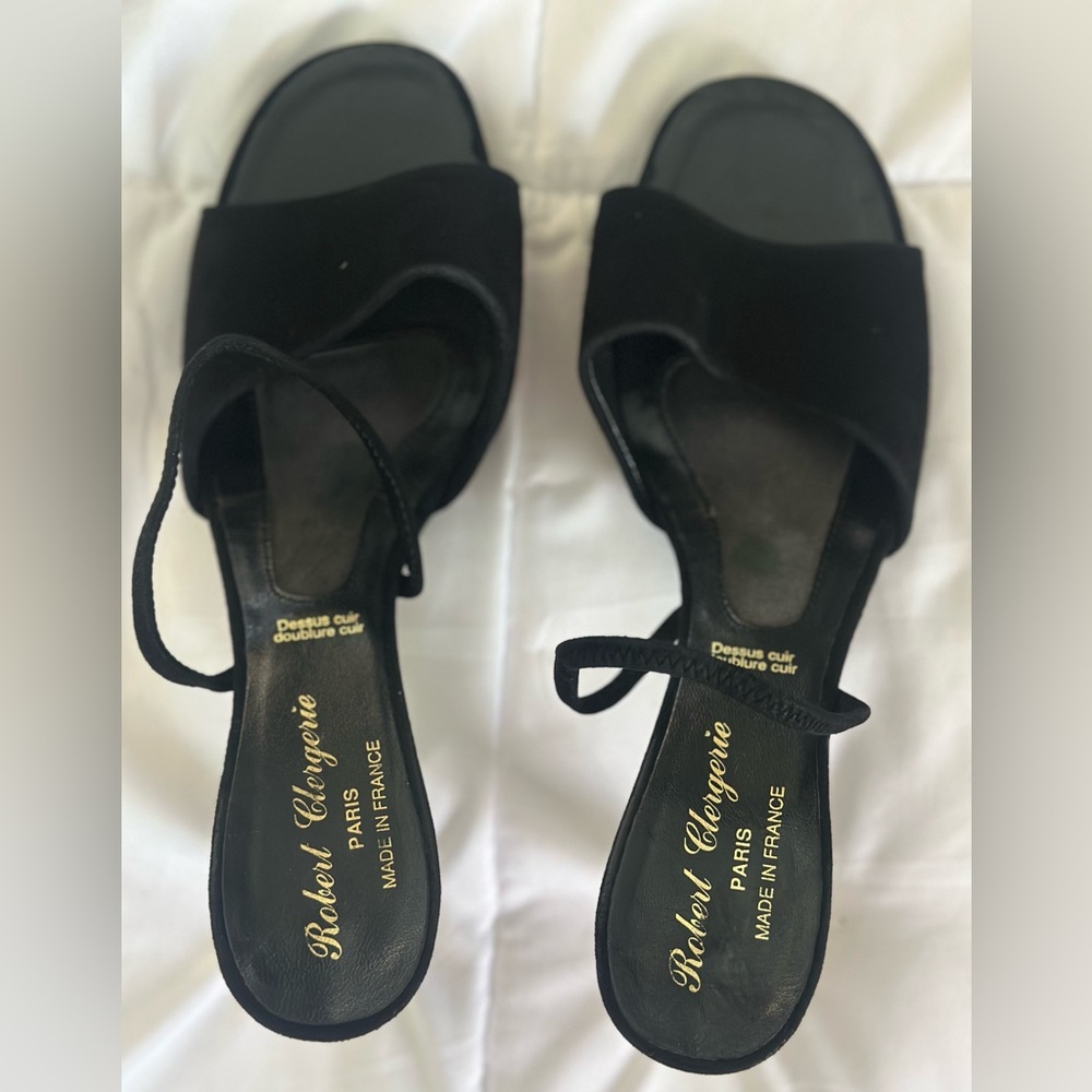 Robert Clergerie Vintage Elegant Black Suede Mules